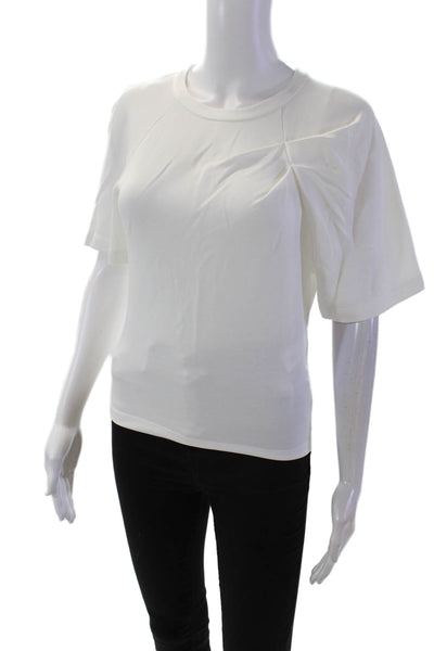 IRO Womens Short Sleeve Crew Neck Basic Cropped Top Solid White Size XS