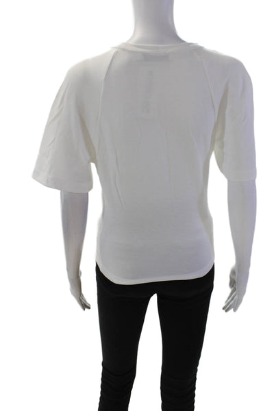 IRO Womens Short Sleeve Crew Neck Basic Cropped Top Solid White Size XS