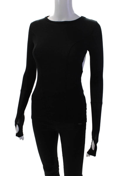 KORAL ACTIVEWEAR Womens Cutout Back Detail Long Sleeve Top Black Size XS