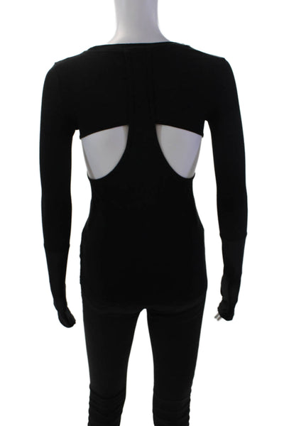 KORAL ACTIVEWEAR Womens Cutout Back Detail Long Sleeve Top Black Size XS