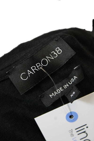 Carbon38 Womens Cotton Crew Neck Tie Waist Detail Crop Top Black Size XS