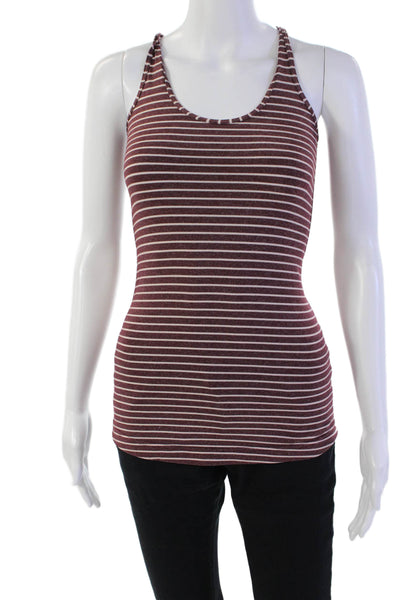 Lululemon Womens Sleeveless Scoop Neck Stripe Tank Top Brown Size S