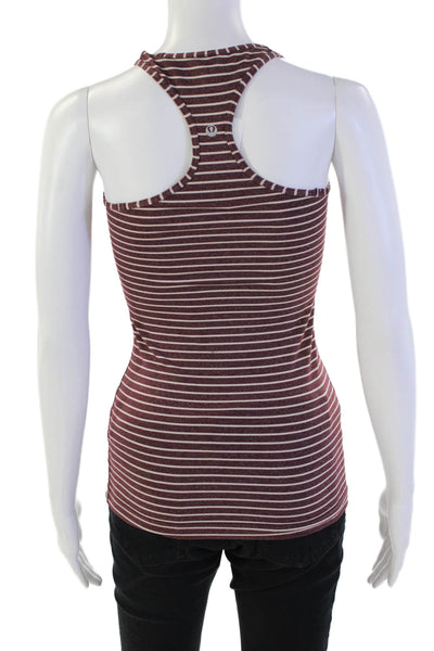 Lululemon Womens Sleeveless Scoop Neck Stripe Tank Top Brown Size S