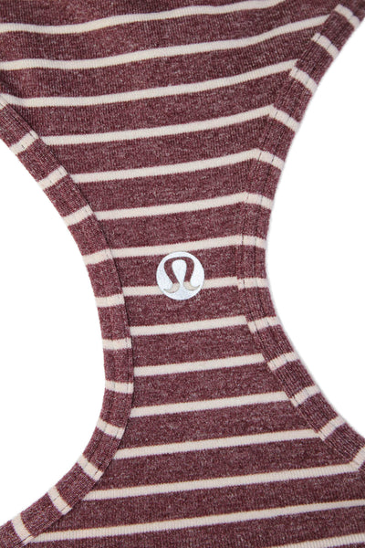 Lululemon Womens Sleeveless Scoop Neck Stripe Tank Top Brown Size S
