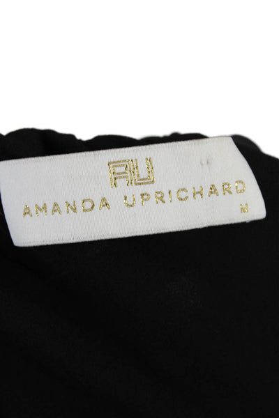 Amanda Uprichard Womens Sleeveless Scoop Neck Ruffle Lined Romper Black Size S