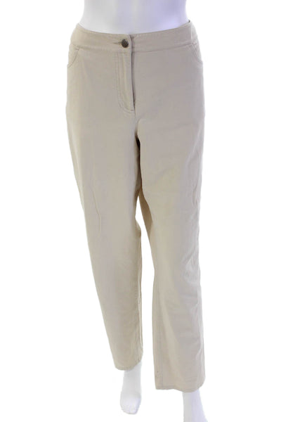 Eileen Fisher Womens Fove Pocket Mid-Rise Tapered Pants Trousers Beige Size L