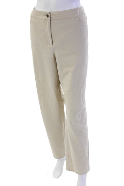 Eileen Fisher Womens Fove Pocket Mid-Rise Tapered Pants Trousers Beige Size L