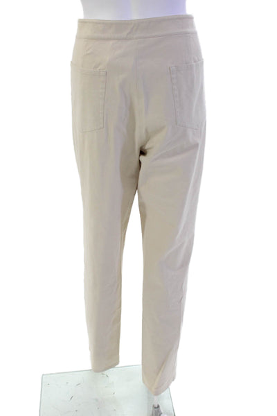 Eileen Fisher Womens Fove Pocket Mid-Rise Tapered Pants Trousers Beige Size L