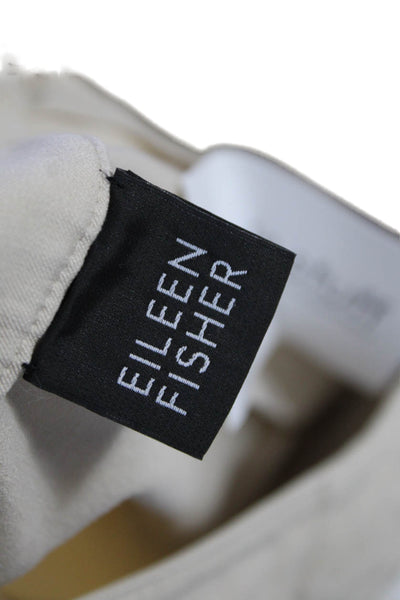 Eileen Fisher Womens Fove Pocket Mid-Rise Tapered Pants Trousers Beige Size L
