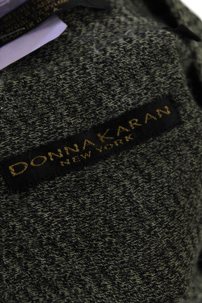 Donna Karan New York Womens Wool Pocketed Button Down Shirt Gray Size L