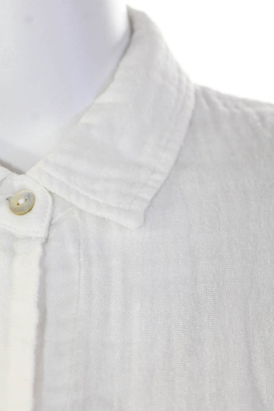 Rails Womens Cotton Crepe Collar Long Sleeve Button Down Shirt White Size M