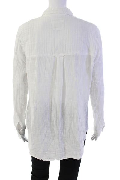 Rails Womens Cotton Crepe Collar Long Sleeve Button Down Shirt White Size M