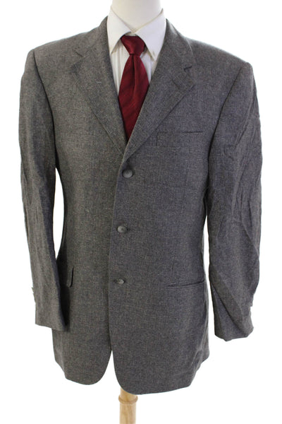John W. Nordstrom Mens Wool Three Button Notched Collar Suit Jacket Gray Size 42