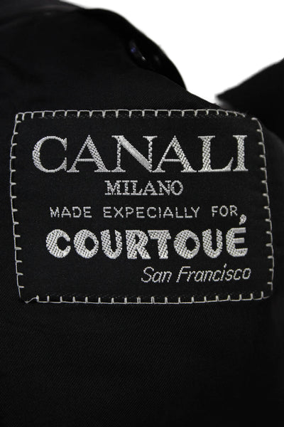 Canali Mens Wool Striped Notched Collar Lined Suit Jacket Black Size 38