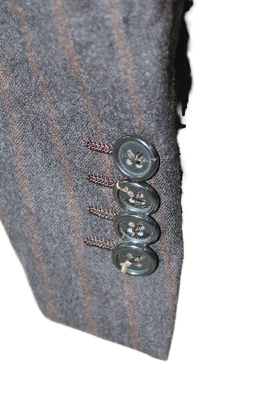 Ermenegildo Zegna Mens Wool Striped Three Buttoned Suit Jacket Black Size 40