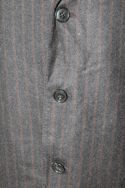Ermenegildo Zegna Mens Wool Striped Three Buttoned Suit Jacket Black Size 40