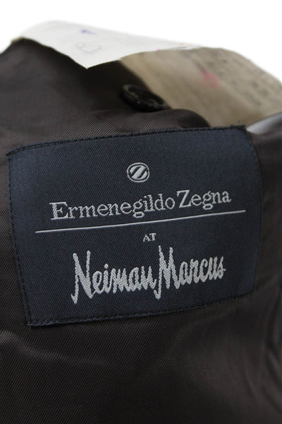 Ermenegildo Zegna Mens Wool Striped Three Buttoned Suit Jacket Black Size 40