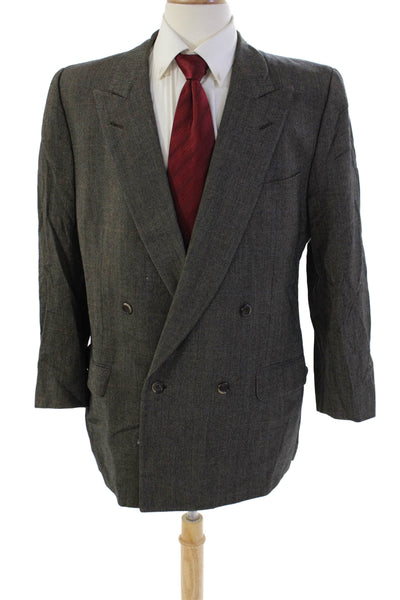 Ermenegildo Zegna Mens Wool Double Breasted Lined Suit Jacket Gray Size 40