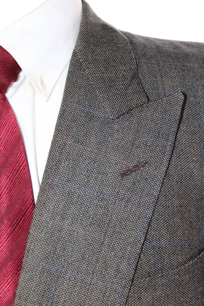 Ermenegildo Zegna Mens Wool Double Breasted Lined Suit Jacket Gray Size 40