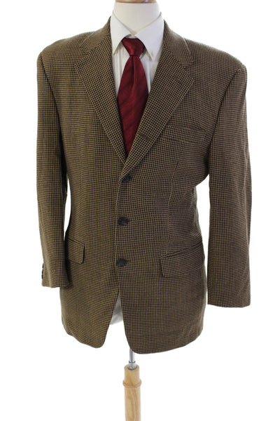 Ronaldus Shamask Mens Wool Geometric Notch CollarBlazer Jacket Brown Size 40