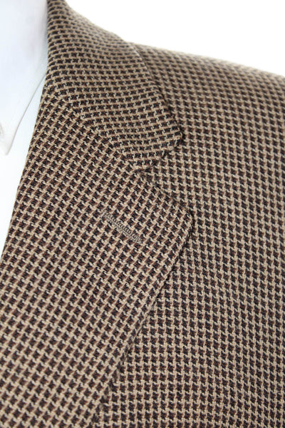 Ronaldus Shamask Mens Wool Geometric Notch CollarBlazer Jacket Brown Size 40