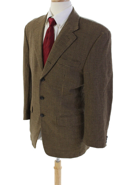 Ronaldus Shamask Mens Wool Geometric Notch CollarBlazer Jacket Brown Size 40