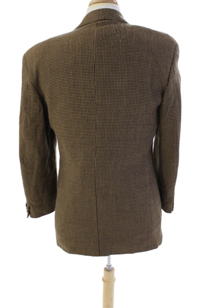Ronaldus Shamask Mens Wool Geometric Notch CollarBlazer Jacket Brown Size 40