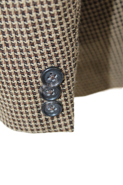 Ronaldus Shamask Mens Wool Geometric Notch CollarBlazer Jacket Brown Size 40