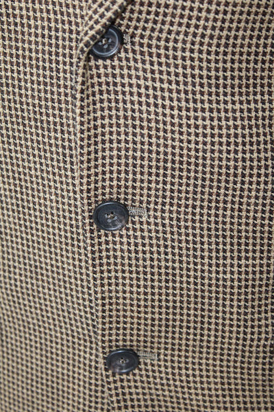 Ronaldus Shamask Mens Wool Geometric Notch CollarBlazer Jacket Brown Size 40