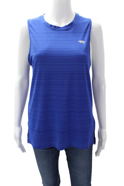 Running Bare Women's Round Neck Cut-Out Sleeveless Athletic Tank Top Blue Size S