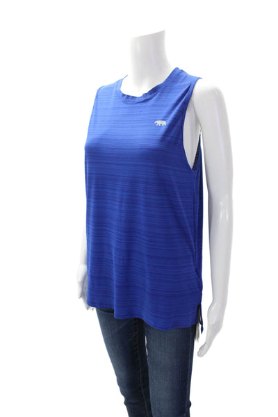 Running Bare Women's Round Neck Cut-Out Sleeveless Athletic Tank Top Blue Size S