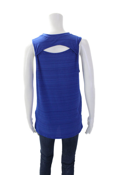 Running Bare Women's Round Neck Cut-Out Sleeveless Athletic Tank Top Blue Size S
