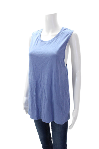 Bella + Canvas Women's Round Neck Sleeveless Cotton Tank Top Blue Size L