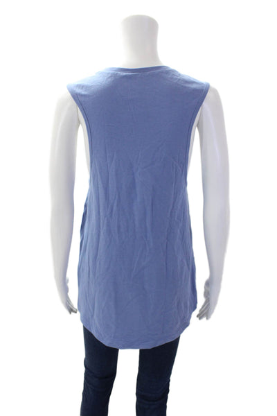 Bella + Canvas Women's Round Neck Sleeveless Cotton Tank Top Blue Size L