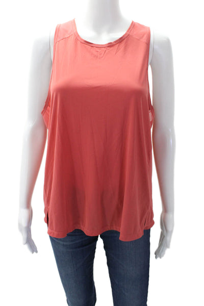 Styleruner Womren's Round Neck Sleeveless Mesh Trim Tank Top Red Size L