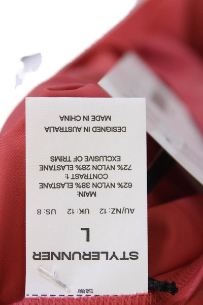 Styleruner Womren's Round Neck Sleeveless Mesh Trim Tank Top Red Size L