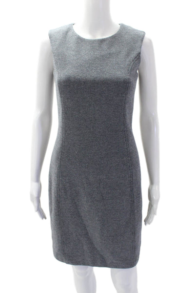 Peserico Womens Cotton Printed Crew Neck Zip Back Sleeveless Dress Blue Size 40