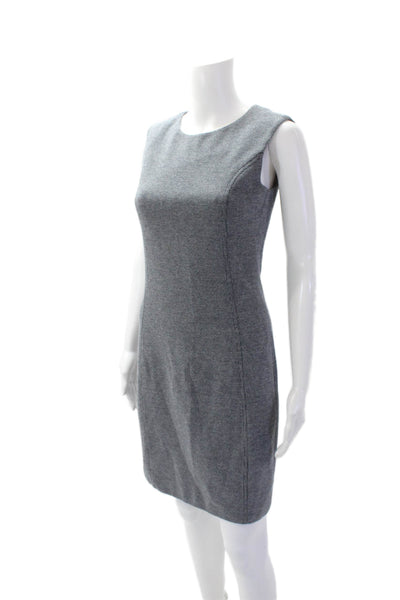 Peserico Womens Cotton Printed Crew Neck Zip Back Sleeveless Dress Blue Size 40