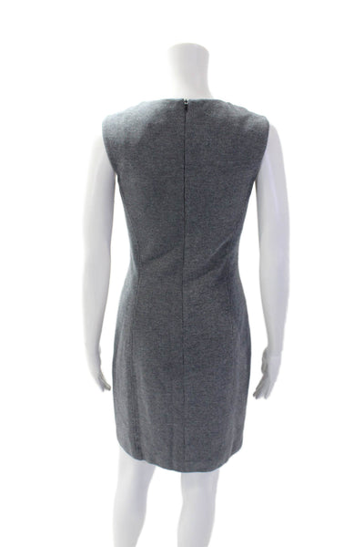 Peserico Womens Cotton Printed Crew Neck Zip Back Sleeveless Dress Blue Size 40