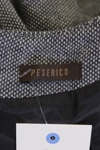 Peserico Womens Cotton Printed Crew Neck Zip Back Sleeveless Dress Blue Size 40