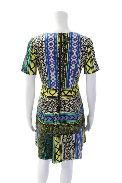 Tracy Reese Women's V-Neck Shorts Sleeves Flare Mini Dress Multicolor Size 2