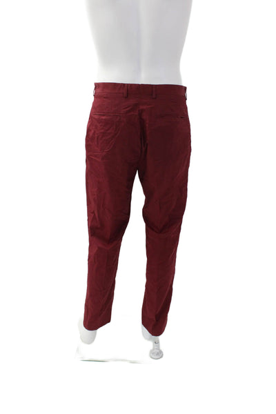 DKNY Mens Creased Mid Rise Straight Leg Dress Pants Ruby Red Size 33