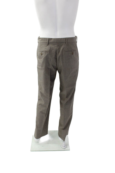 DKNY Mens Creased Straight Leg Dress Pants Taupe Beige Wool Blend Size 33