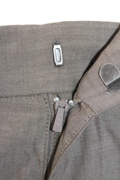 DKNY Mens Creased Straight Leg Dress Pants Taupe Beige Wool Blend Size 33