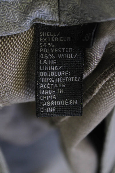 DKNY Mens Creased Straight Leg Dress Pants Taupe Beige Wool Blend Size 33