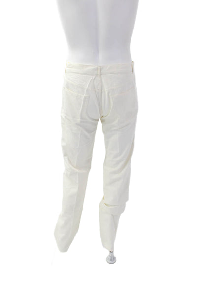 A.P.C. Mens Creased Straight Leg Casual Pants Off White Cotton Size 31