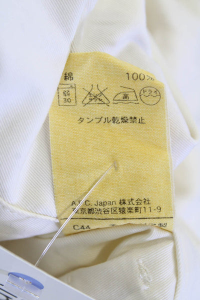 A.P.C. Mens Creased Straight Leg Casual Pants Off White Cotton Size 31