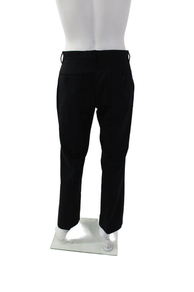 DKNY Mens Pinstriped Creased Straight Leg Soho Fit Dress Pants Black Wool Size 3