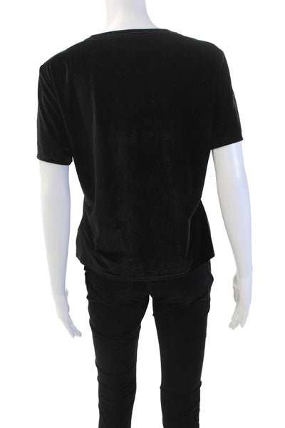 Paige Black Label Womens Velvet Short Sleeves Blouse Jet Black Size Large
