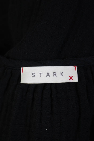 Stark Womens Long Sleeves V Neck Pullover Peasant Blouse Black Size Small